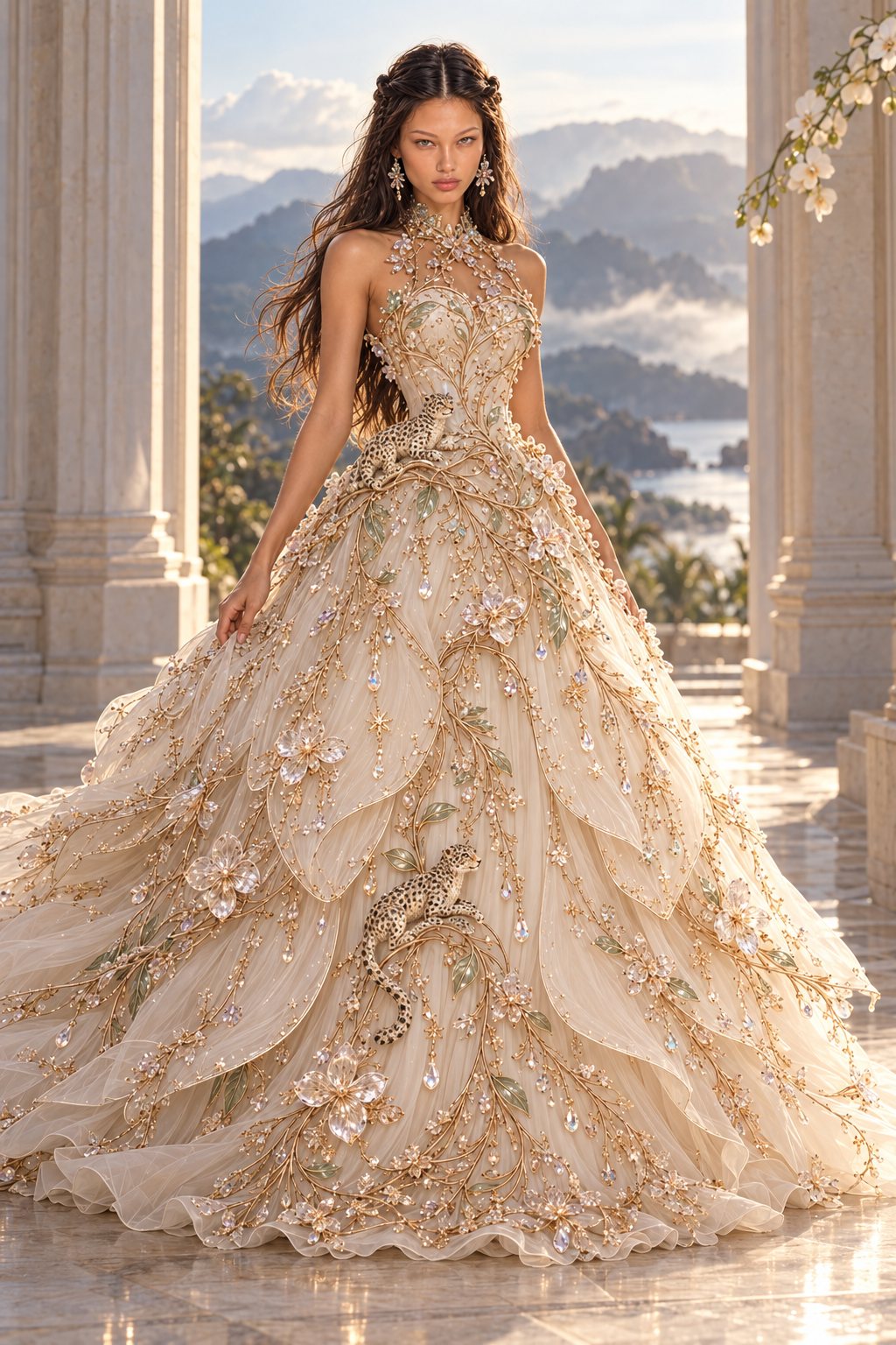 Saint Esprit Moon Milk Cloud Leopard Gown