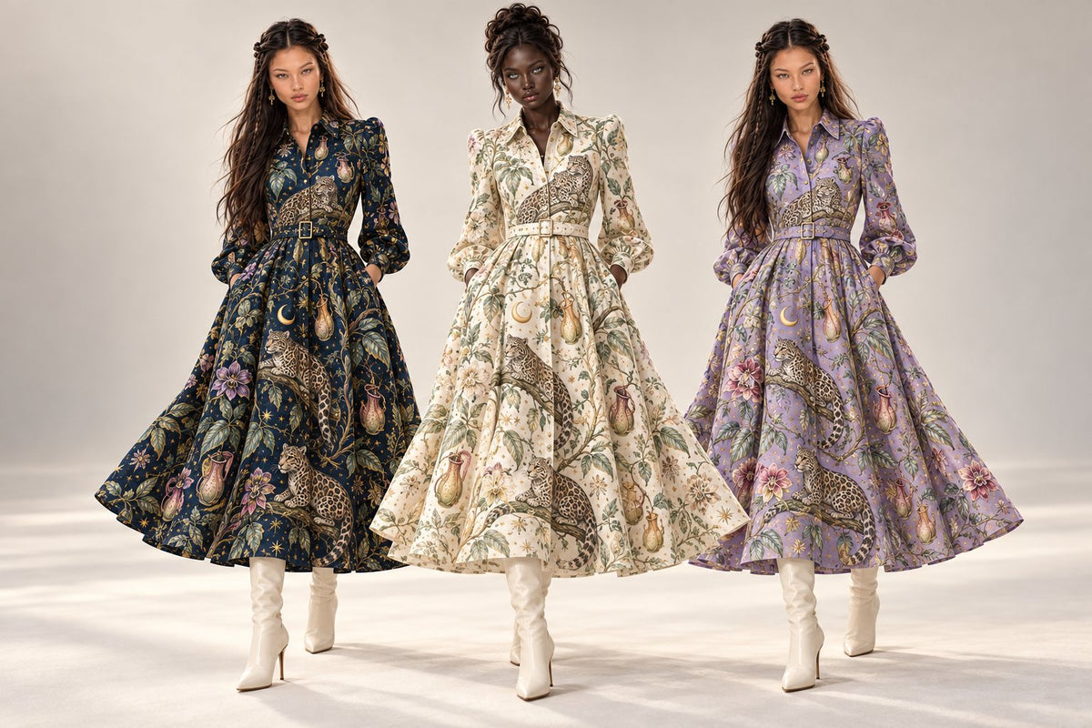 Saint Esprit Belted Day Dresses in Three Colorways
