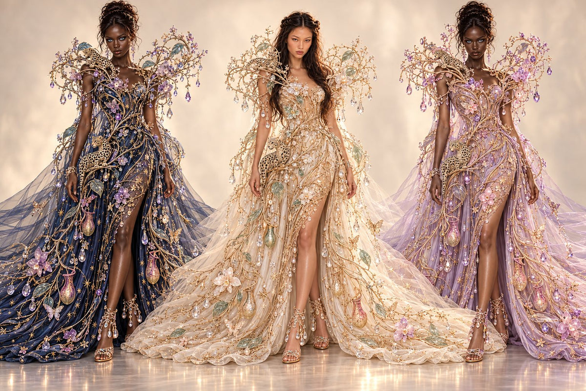 Saint Esprit Canopy Couture, three gowns