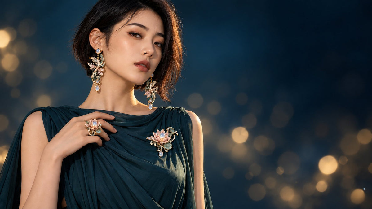 Saint Esprit Lotus Jewels in Midnight Teal