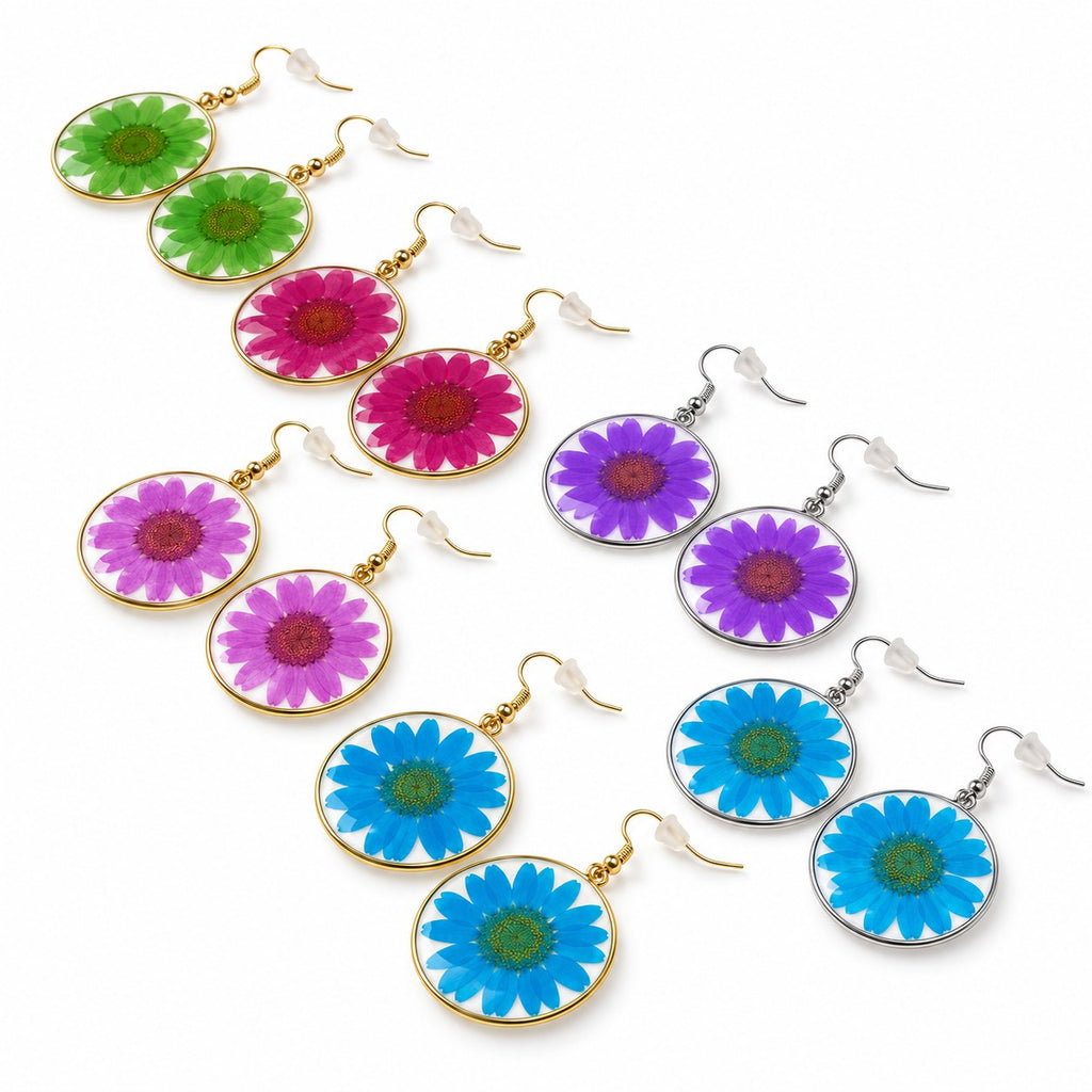 Red Wild Daisy Rose Quartz Earrings