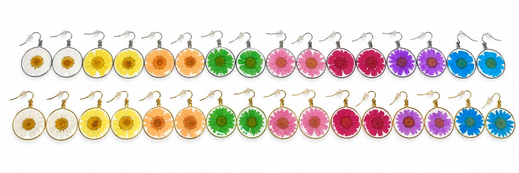 Red Wild Daisy Rose Quartz Earrings