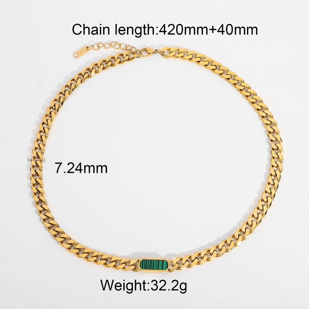 Malachite, White and Black Shell 18K Gold Necklaces
