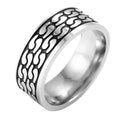 Titanium Steel Silver Carved Ring