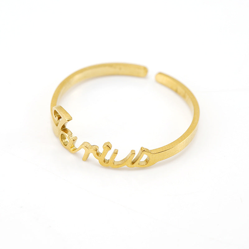 18k Gold Titanium Zodiac Script Rings