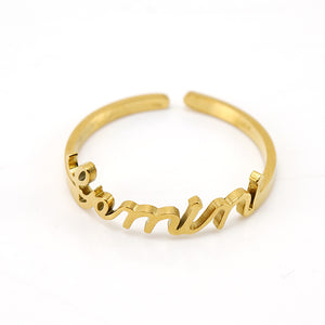 18k Gold Titanium Zodiac Script Rings