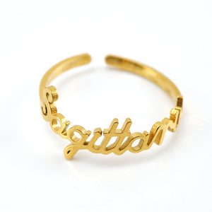 18k Gold Titanium Zodiac Script Rings