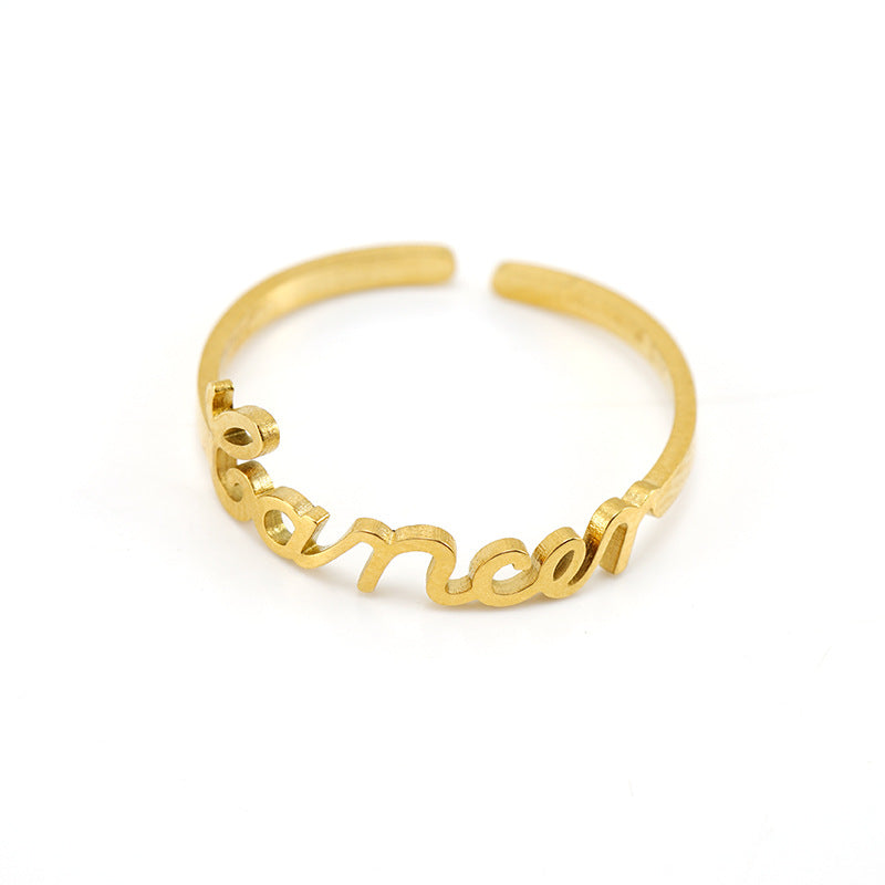 18k Gold Titanium Zodiac Script Rings