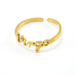 18k Gold Titanium Zodiac Script Rings