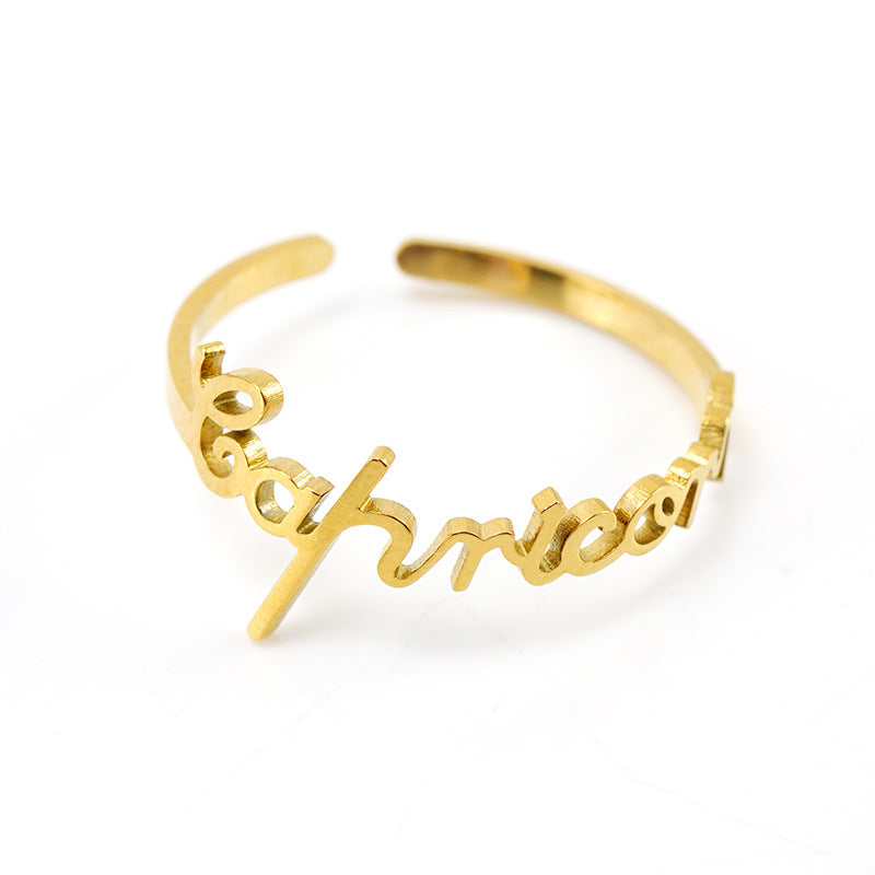 18k Gold Titanium Zodiac Script Rings