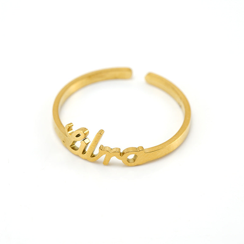 18k Gold Titanium Zodiac Script Rings