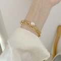 Layered Chain Pearl Bracelet