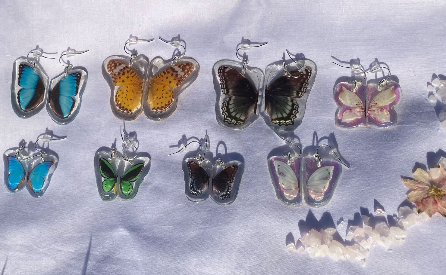 Large Black Rose Quartz Butterfly Wings