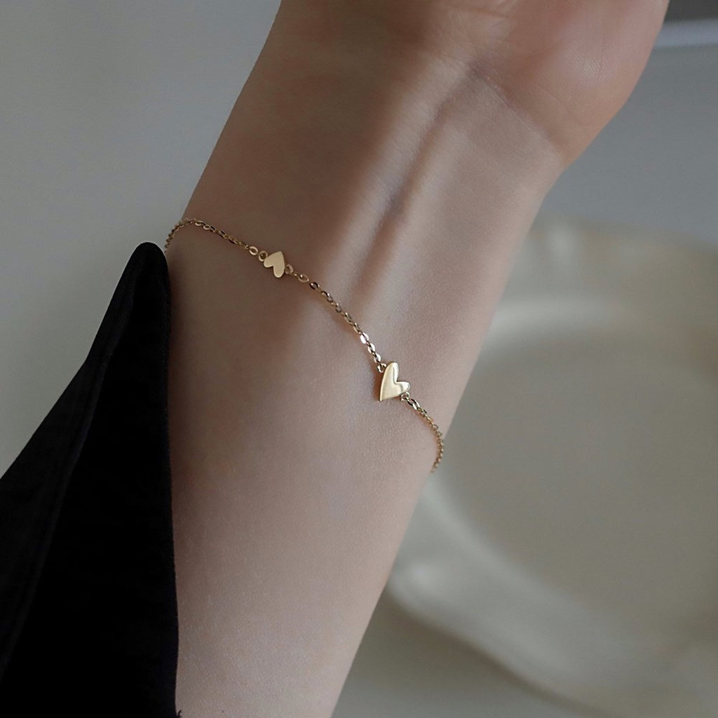Simple & Small Gold Heart Necklace or Bracelet