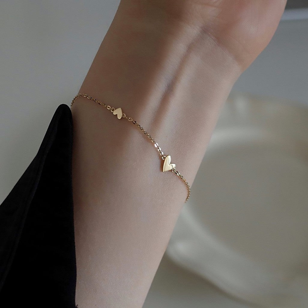Simple & Small Gold Heart Necklace or Bracelet
