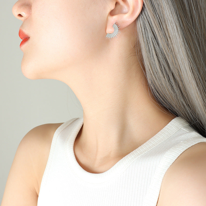 Geometric Half Moon Gold or Silver Steel Earrings