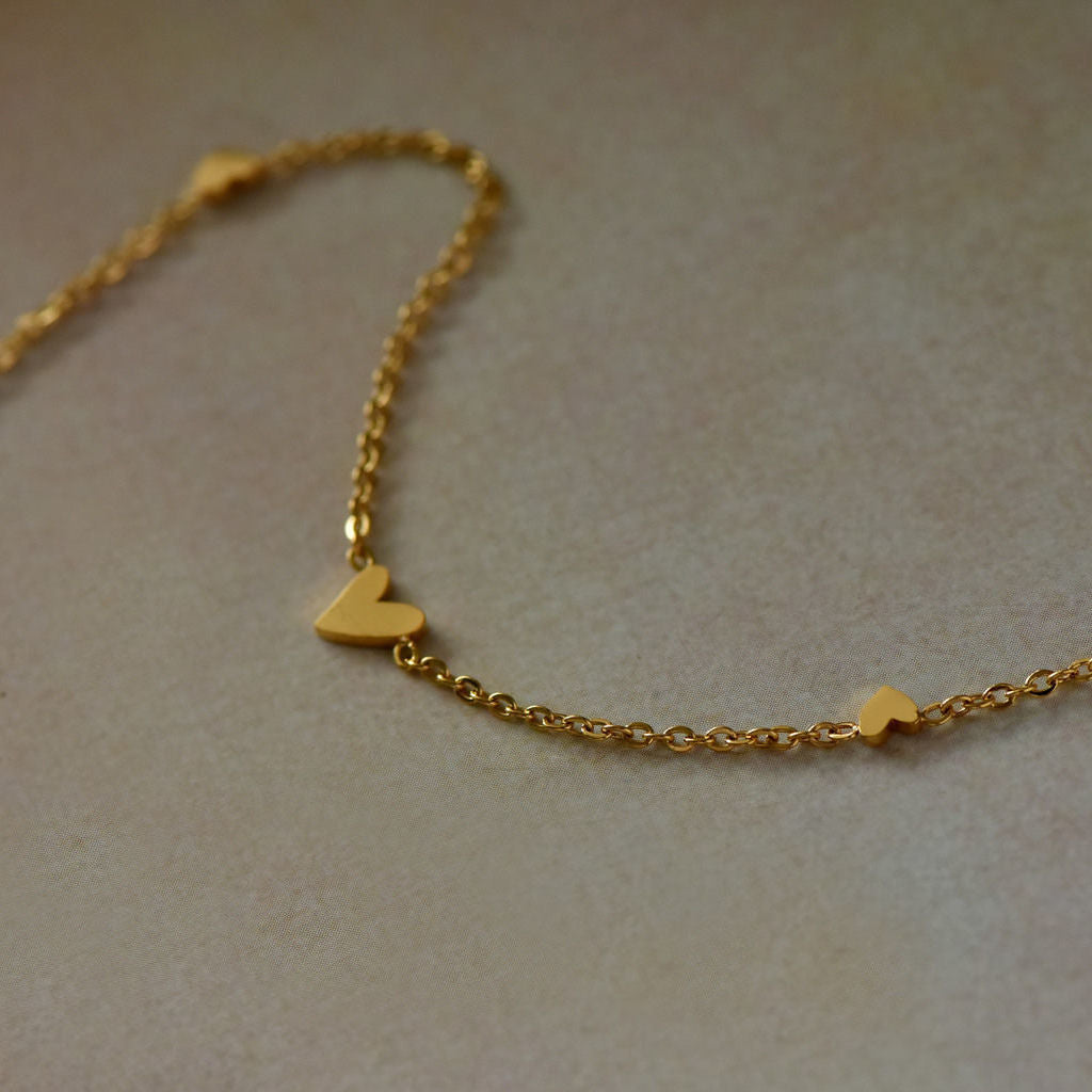 Simple & Small Gold Heart Necklace or Bracelet