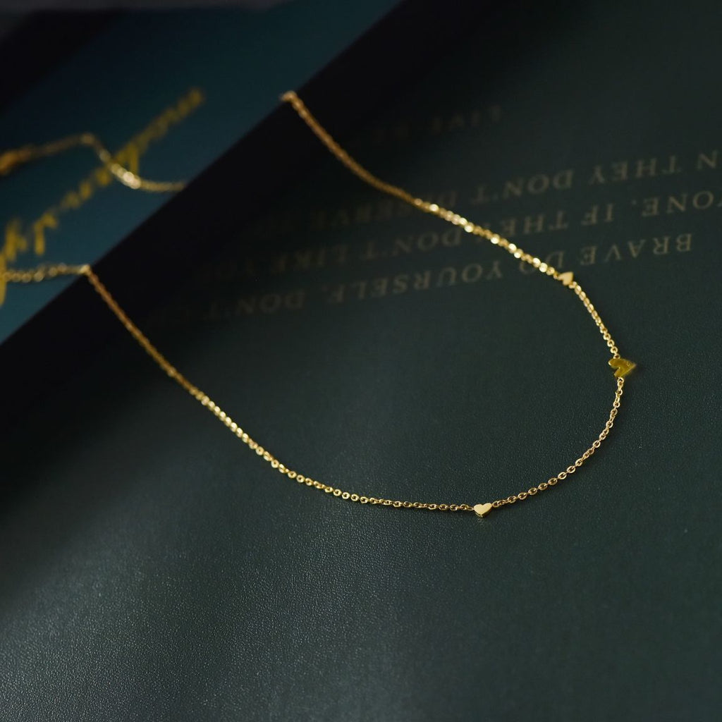 Simple & Small Gold Heart Necklace or Bracelet