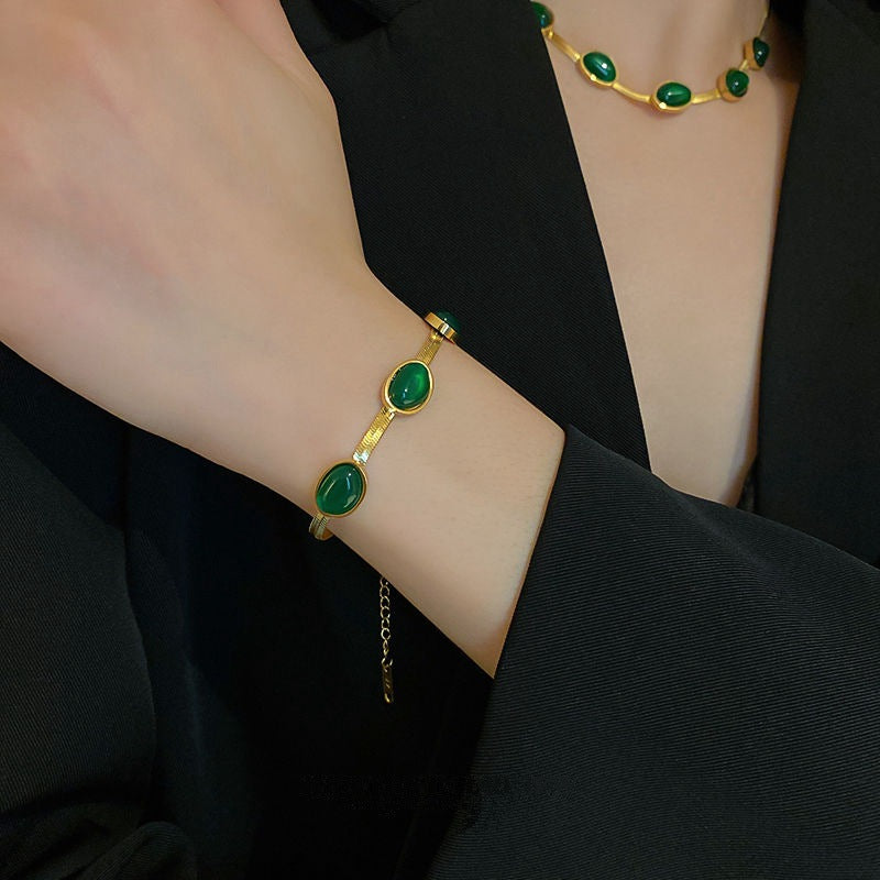 Jade Gold Titanium Herringbone Clavicle Necklace or Bracelet