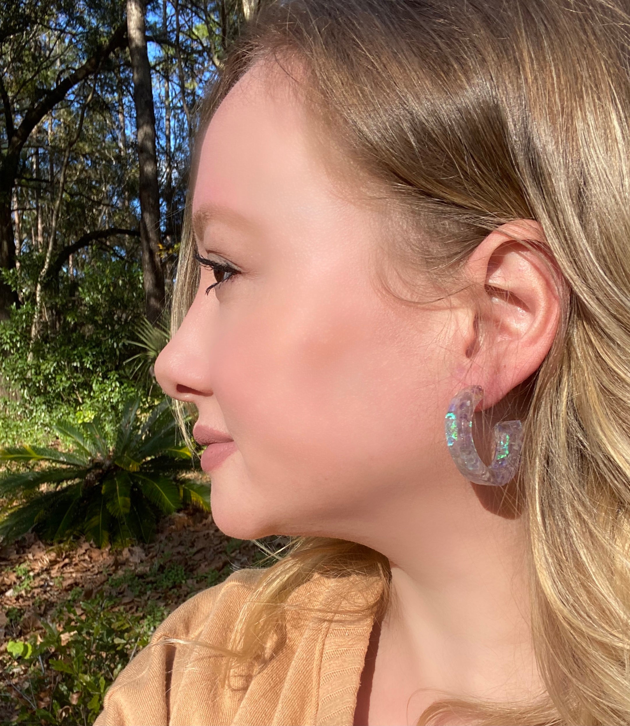 Small Amethyst Galaxy Hoops