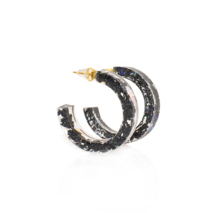 Small Rainbow Black Tourmaline Galaxy Hoops