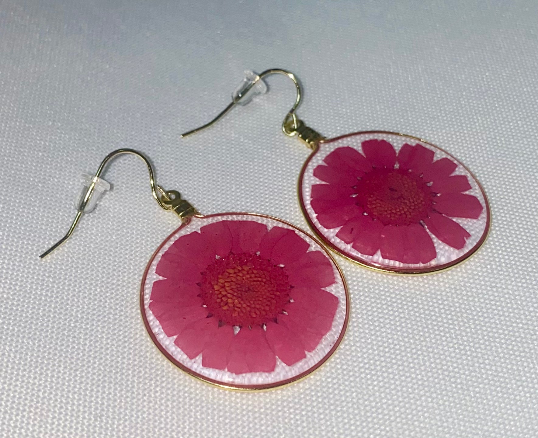 Red Wild Daisy Rose Quartz Earrings