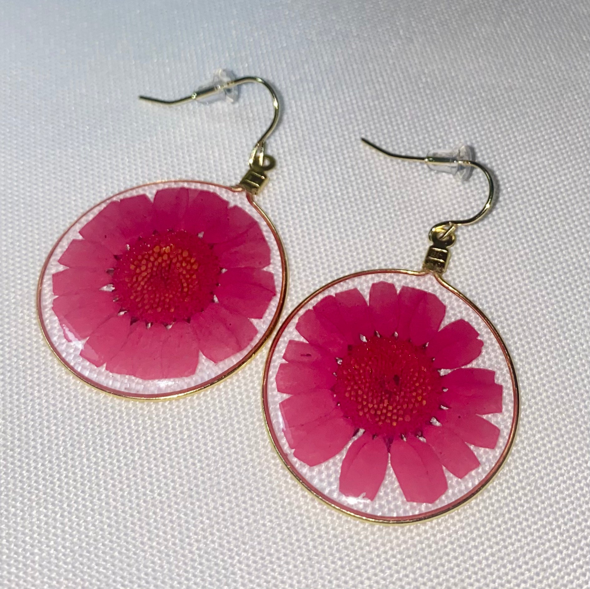 Red Wild Daisy Rose Quartz Earrings