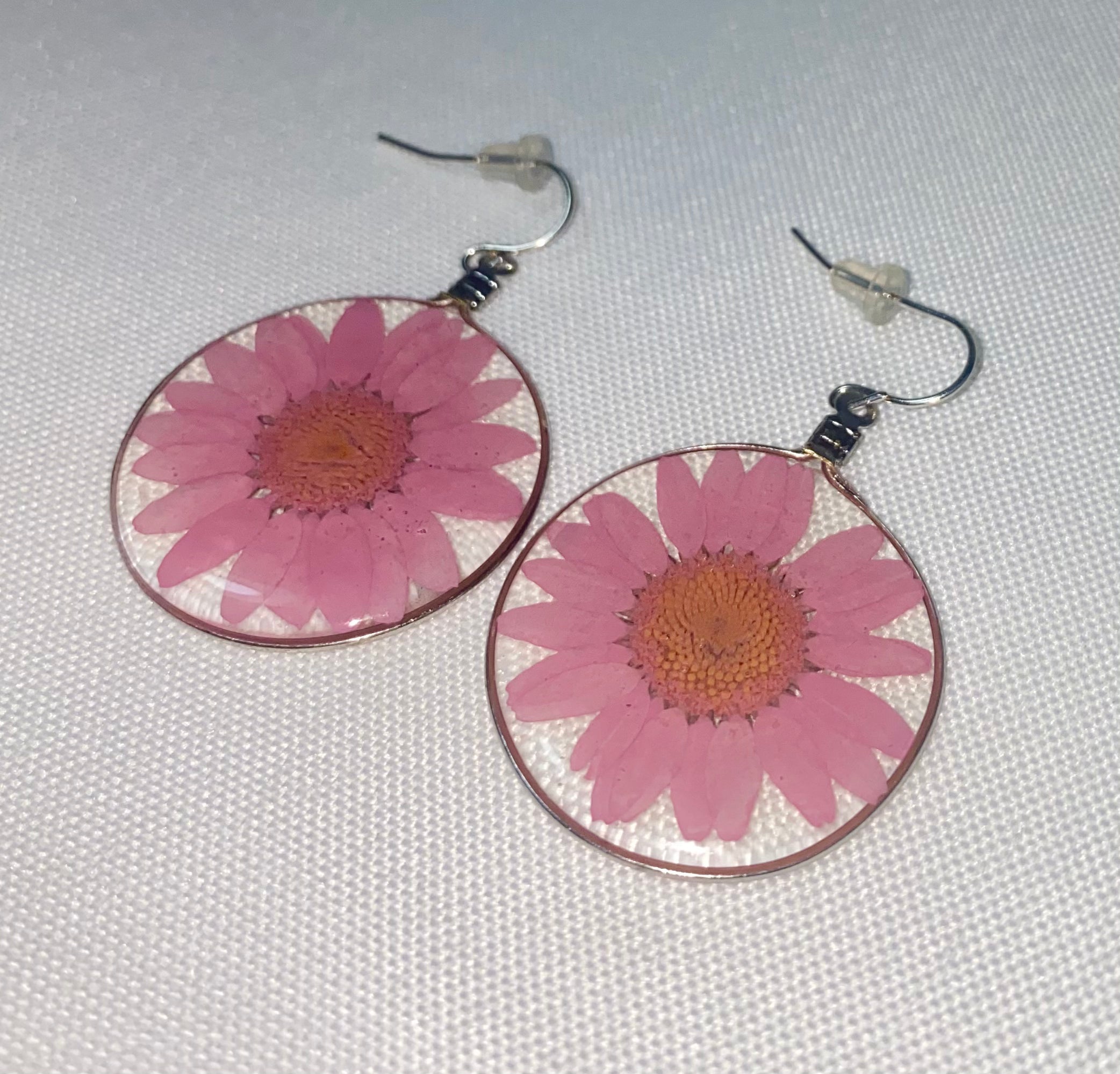 Pink Wild Daisy Rose Quartz Earrings