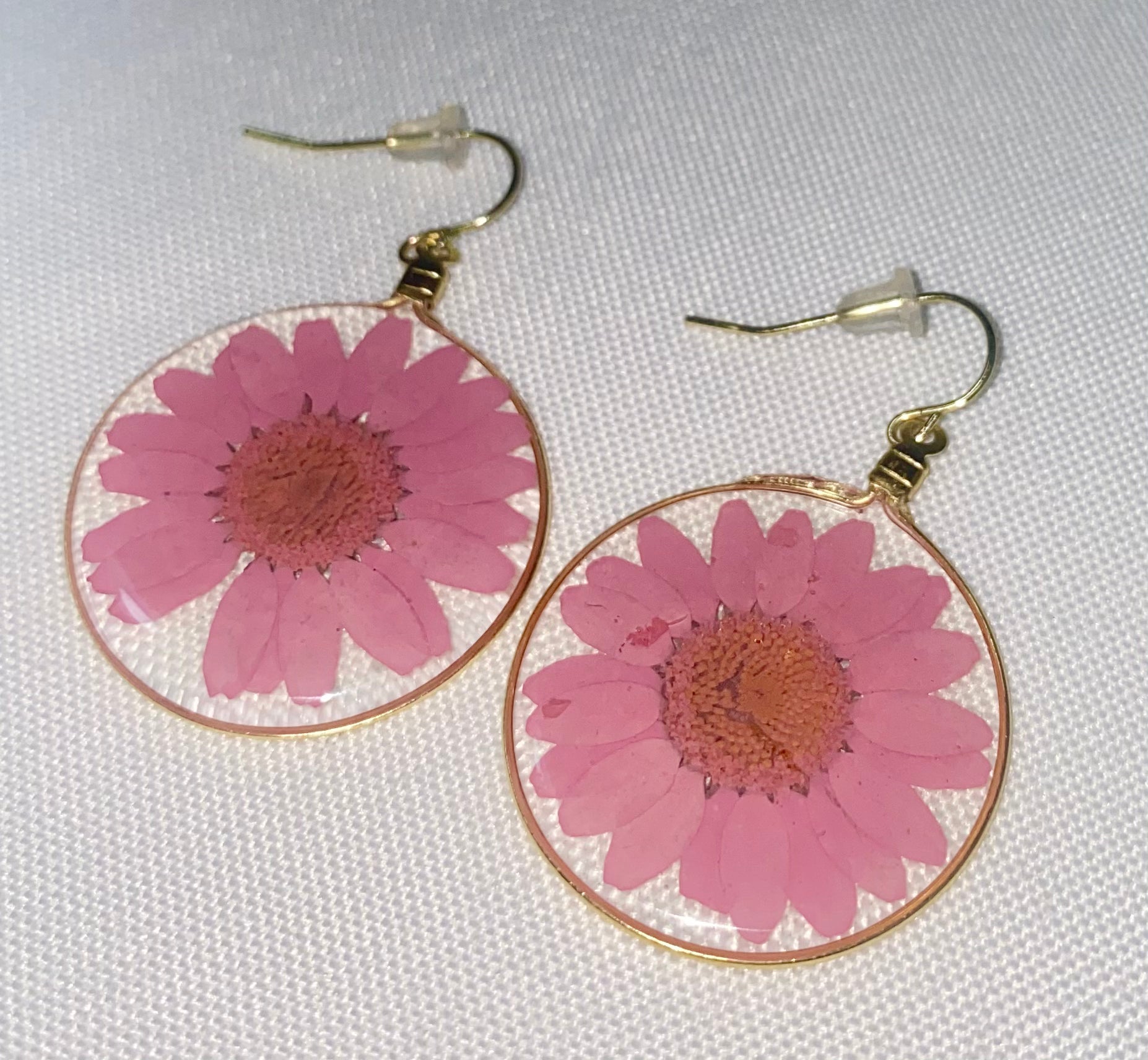 Pink Wild Daisy Rose Quartz Earrings