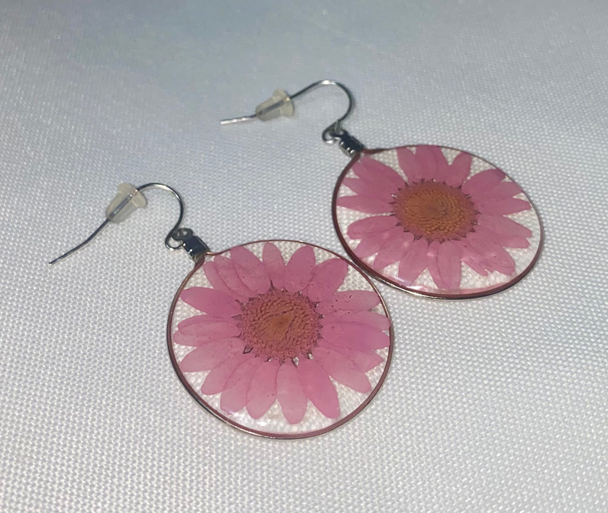 Pink Wild Daisy Rose Quartz Earrings