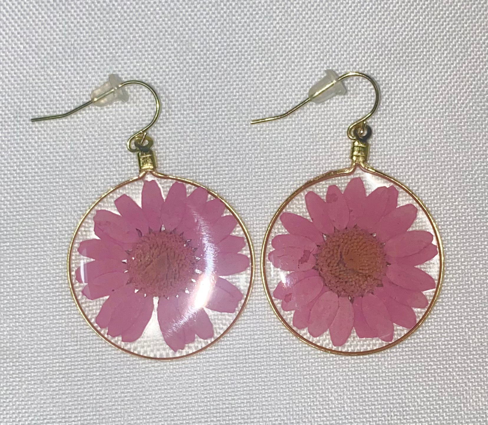 Pink Wild Daisy Rose Quartz Earrings