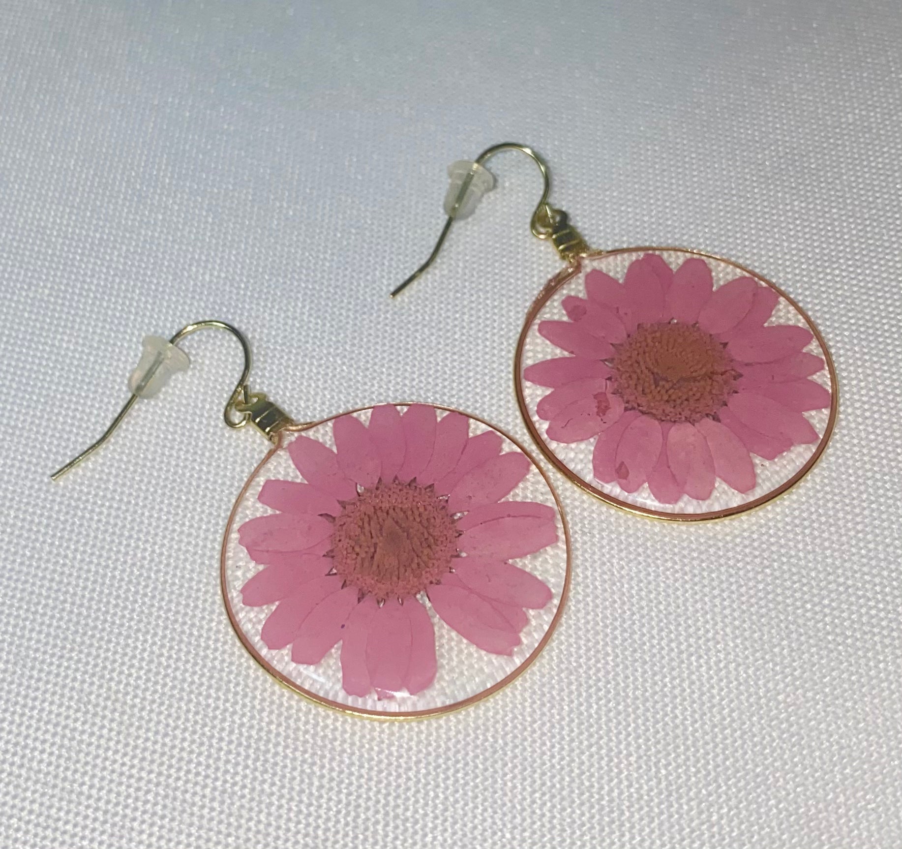 Pink Wild Daisy Rose Quartz Earrings