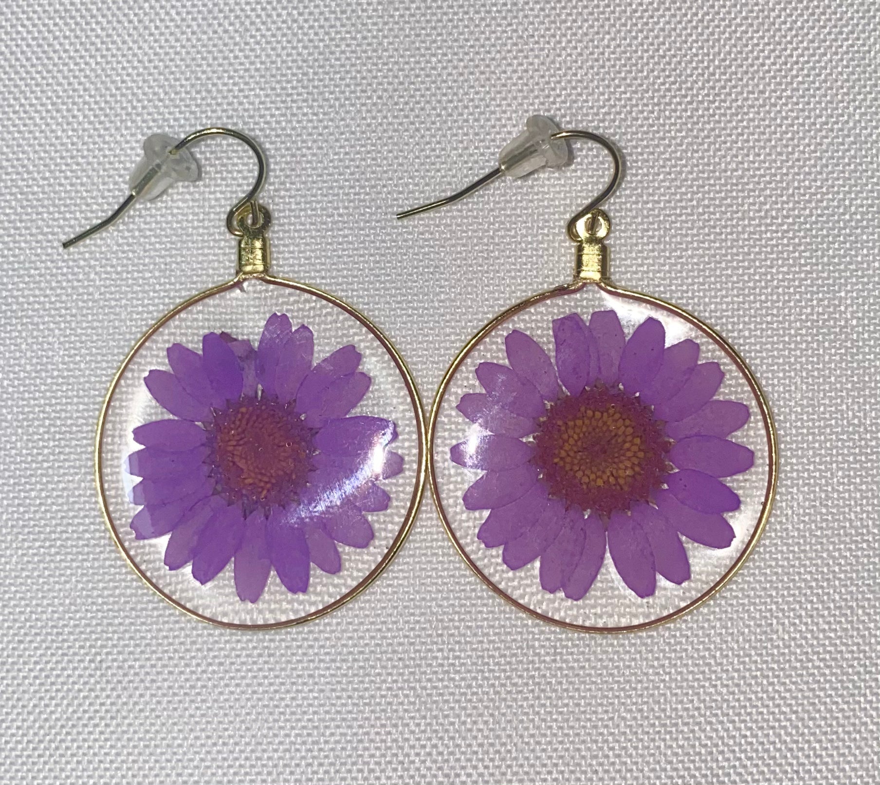 Purple Wild Daisy Rose Quartz Earrings