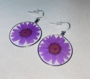 Purple Wild Daisy Rose Quartz Earrings