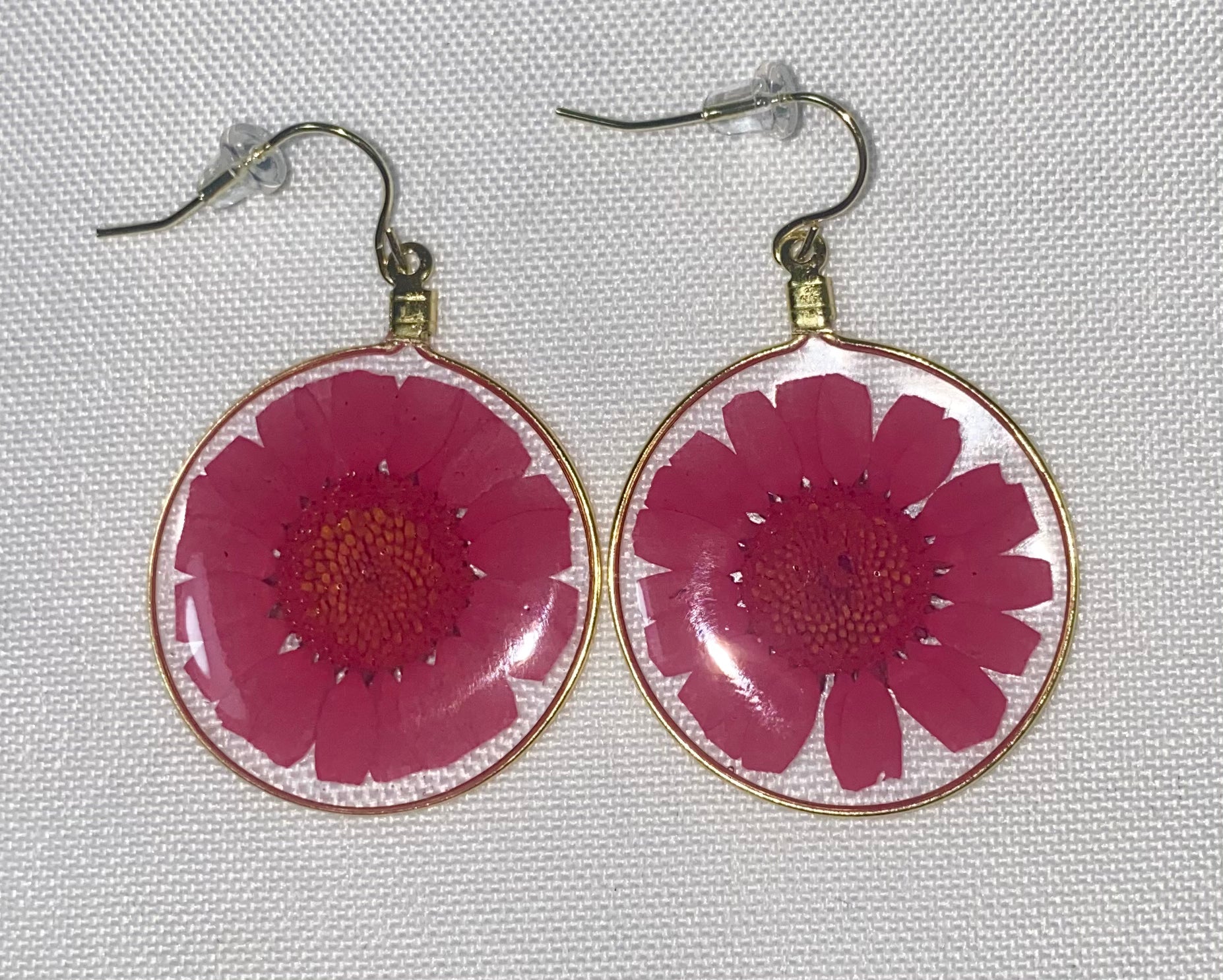 Red Wild Daisy Rose Quartz Earrings