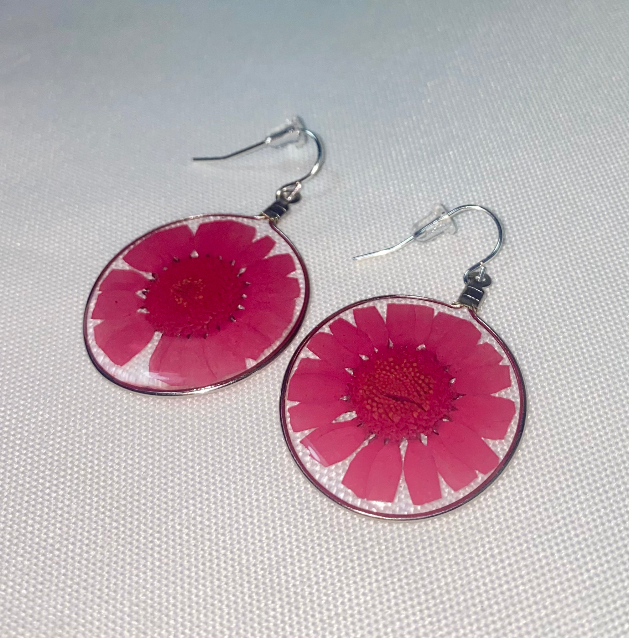 Red Wild Daisy Rose Quartz Earrings