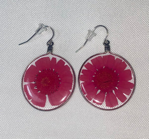 Red Wild Daisy Rose Quartz Earrings