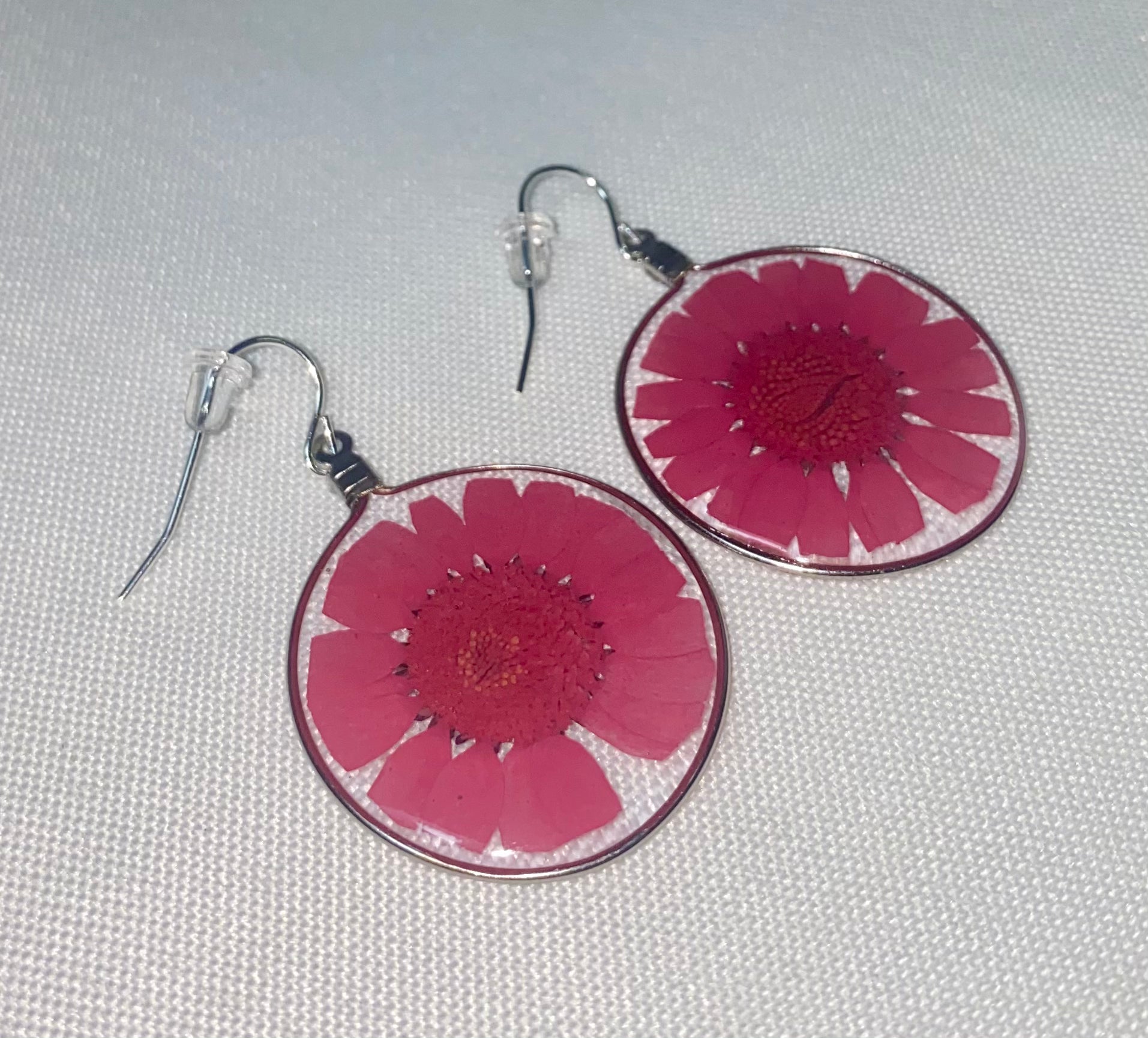 Red Wild Daisy Rose Quartz Earrings