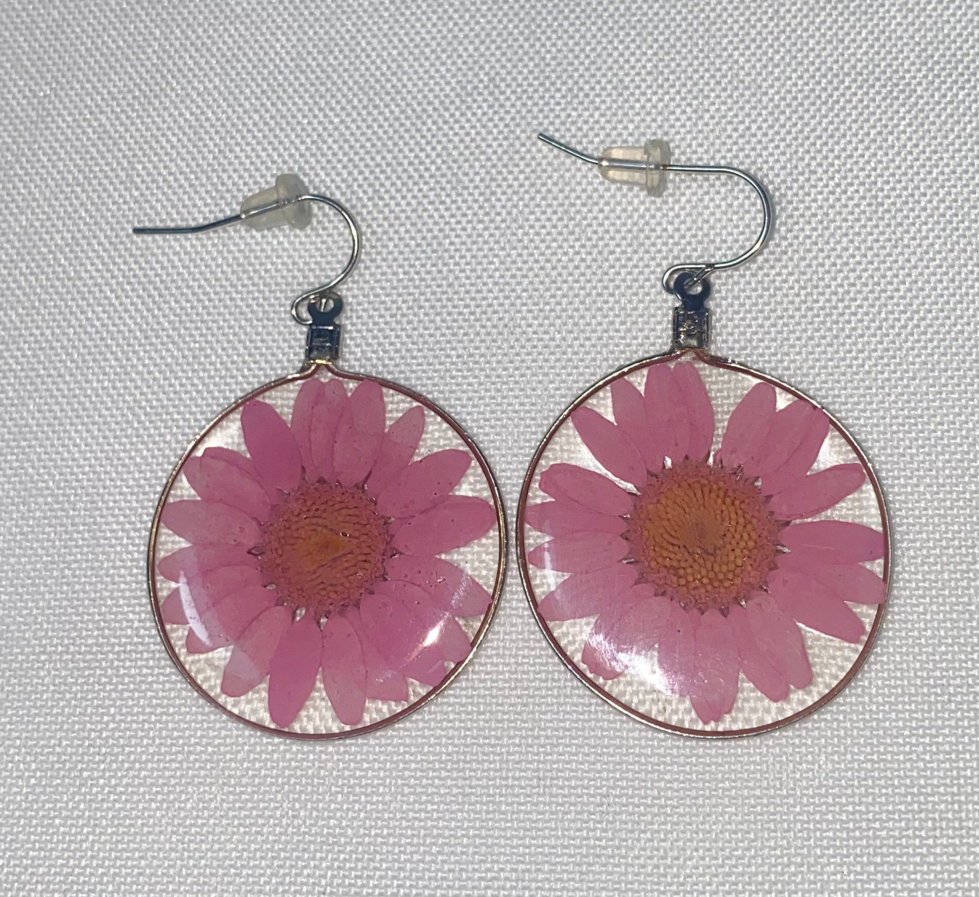 Pink Wild Daisy Rose Quartz Earrings