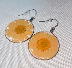 Orange Wild Daisy Rose Quartz Earrings