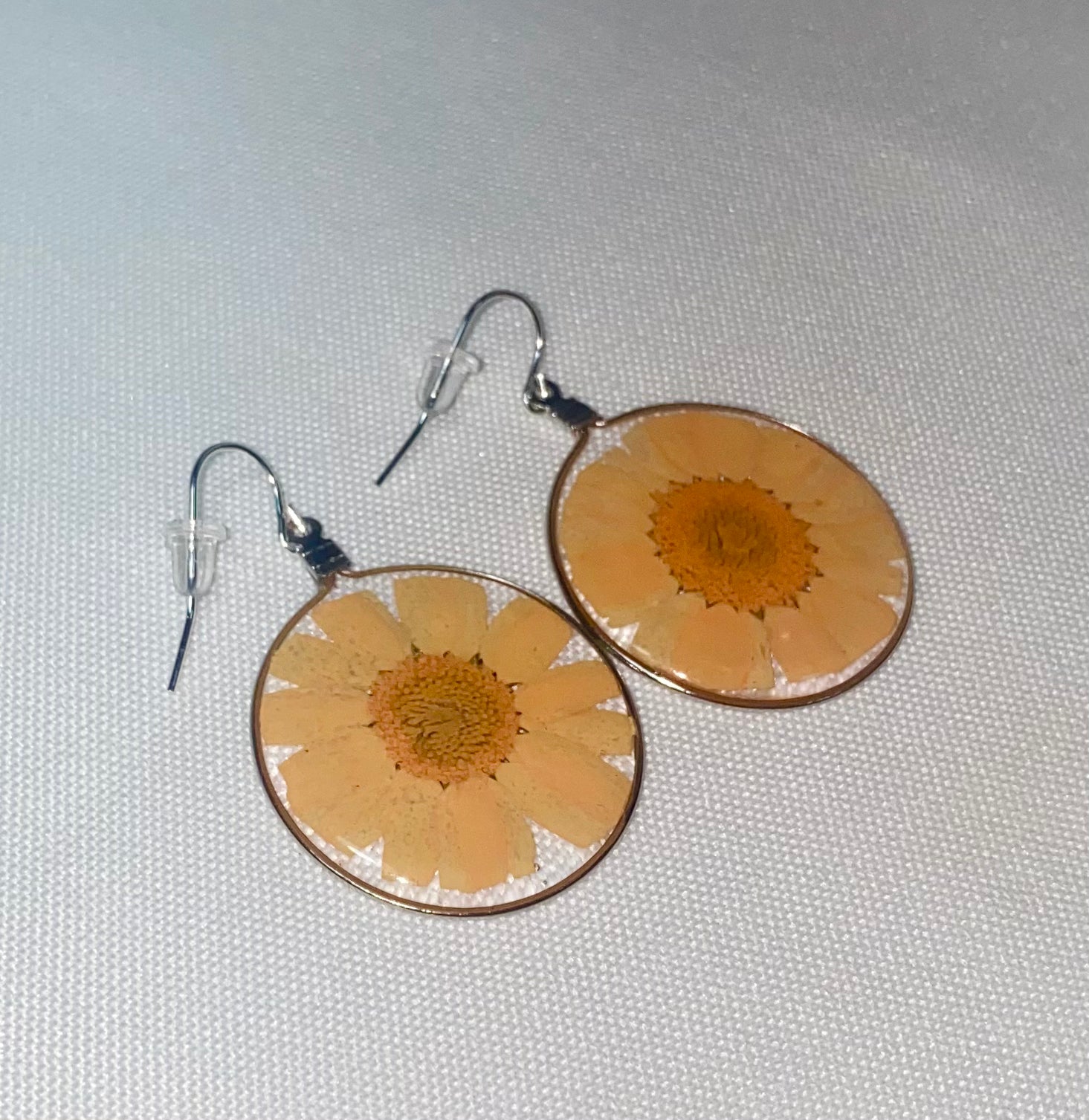 Orange Wild Daisy Rose Quartz Earrings