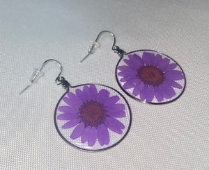 Purple Wild Daisy Rose Quartz Earrings