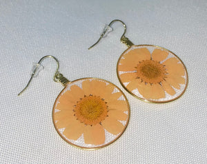 Orange Wild Daisy Rose Quartz Earrings