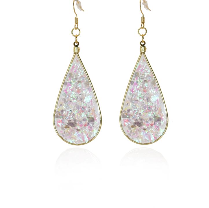 Large Amethyst Gold Teardrop Dangle Earrings
