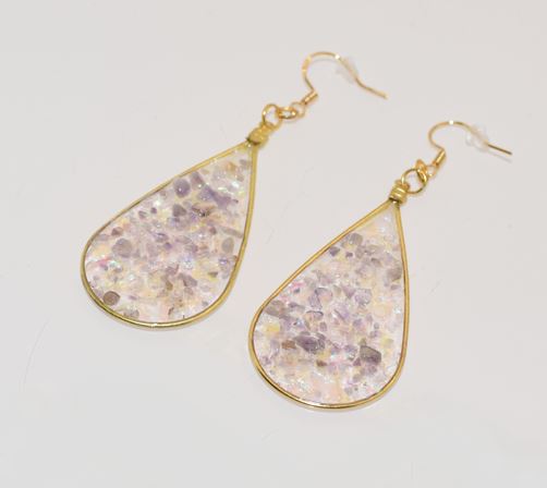 Large Amethyst Gold Teardrop Dangle Earrings
