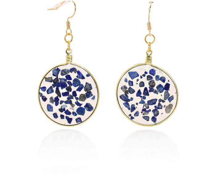 Large Lapis Lazuli Gold Dangle Earrings