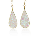 Large Rose Quartz Gold Teardrop Dangle Earrings