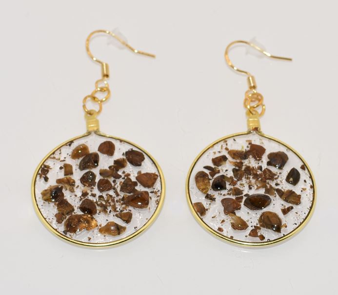 Large Tigers Eye Gold Dangle Earrings