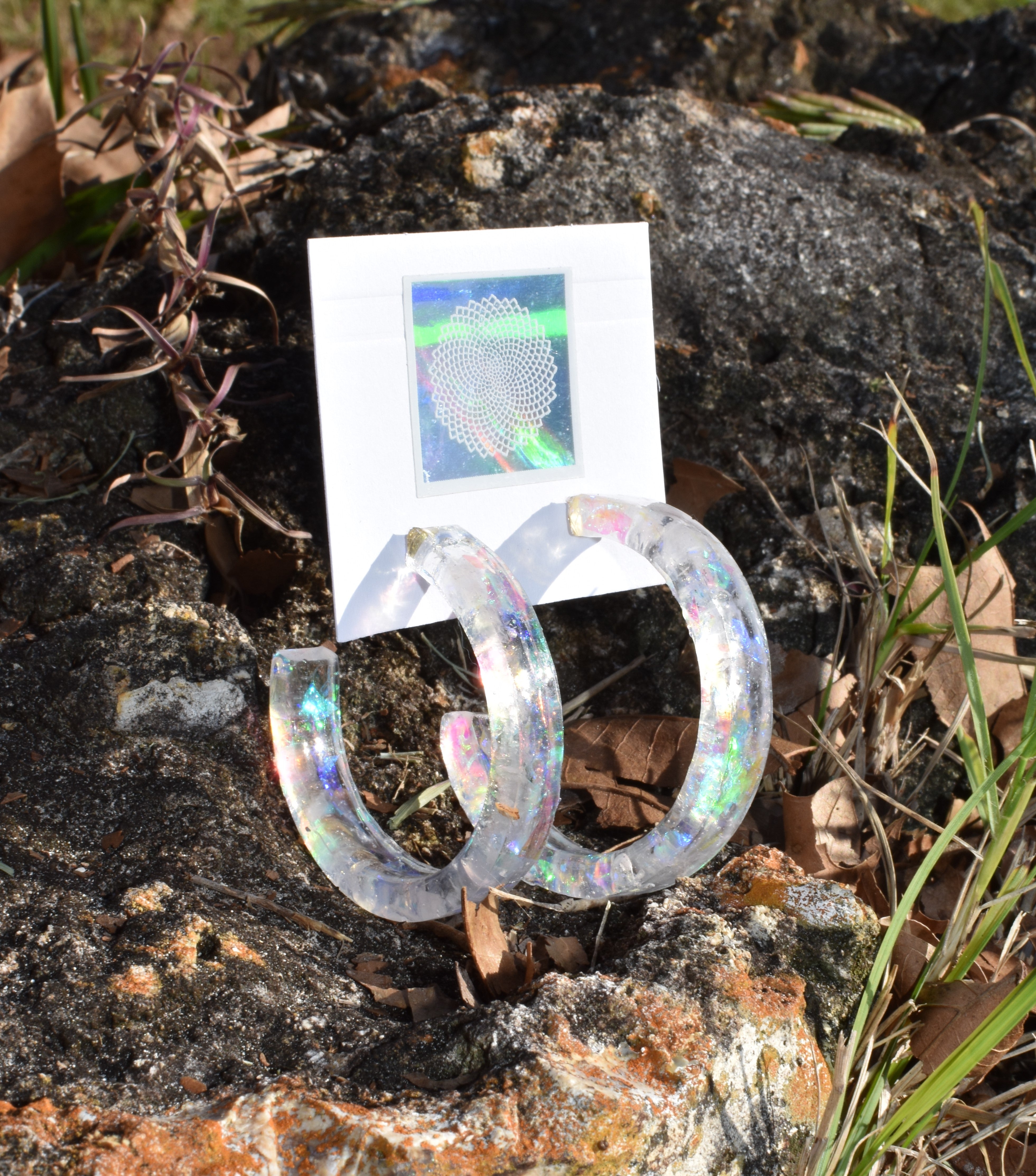 Large Rose Quartz Galaxy Hoops