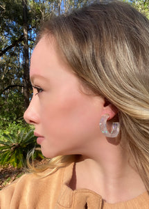 Small Rose Quartz Galaxy Hoops